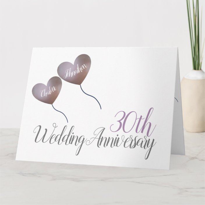 30th Pearl Wedding Anniversary Purple Balloon Card Zazzle Com