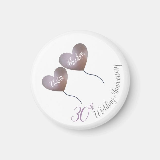 30th Pearl wedding anniversary purple balloon gift Magnet (Front)