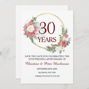 30th Pearl Wedding Anniversary Save The Date