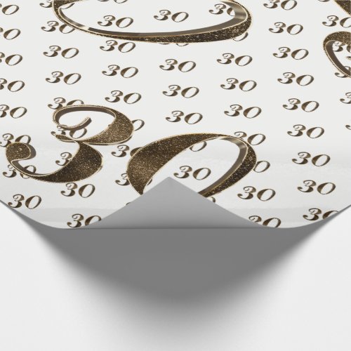 30th Pearl Wedding Anniversary Typography Elegant Wrapping Paper