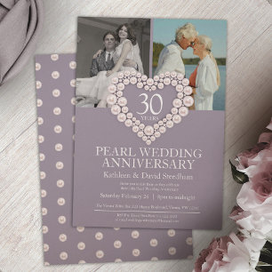 30th Pearl Wedding Anniversary vertical photo Invitation