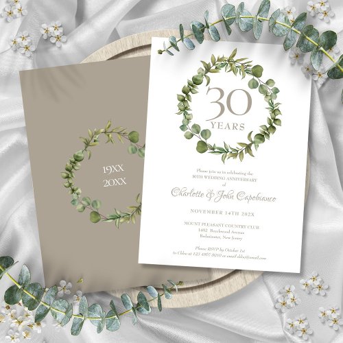 30th Pearl Wedding Anniversary Woodland Greenery Invitation