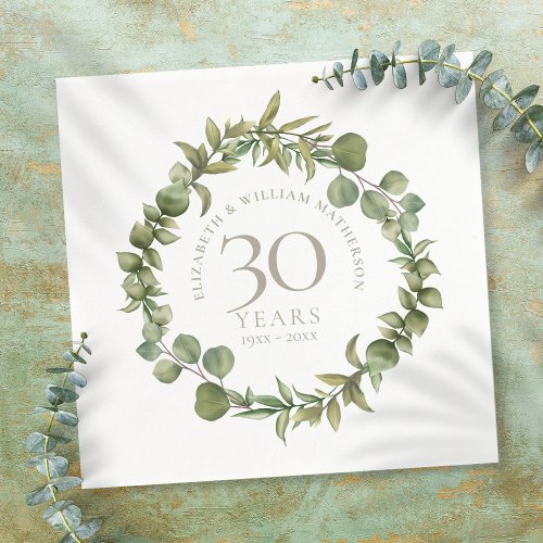 30th Pearl Wedding Anniversary Woodland Greenery Napkins