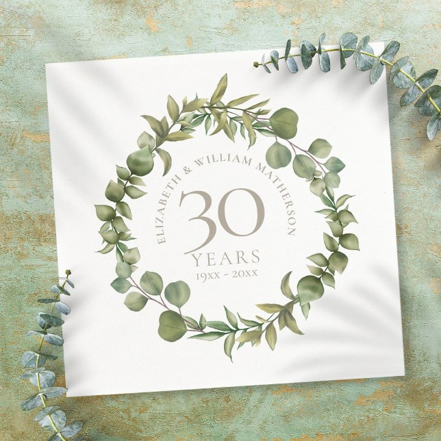 30th Pearl Wedding Anniversary Woodland Greenery Napkins (Creator Uploaded)