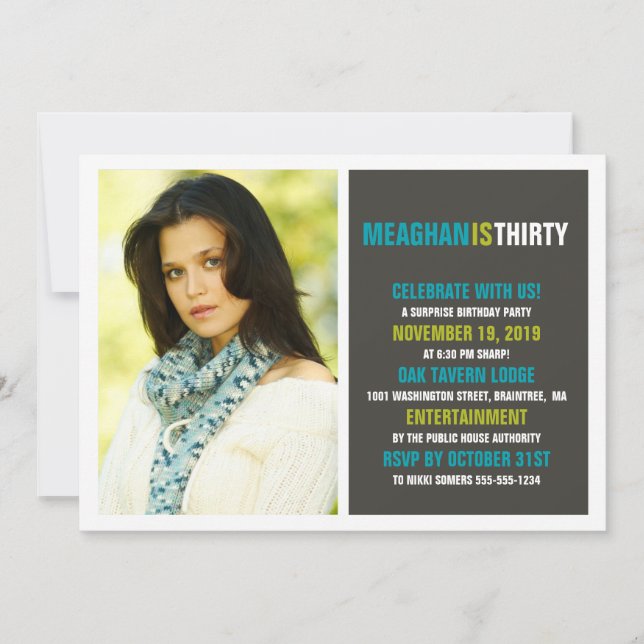 30th Photo Birthday Invitation (Front)