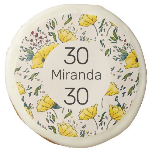 30th poppies floral yellow flowers poppy modern sugar cookie