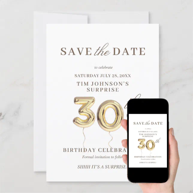 30th Save the Date Invitation | Zazzle