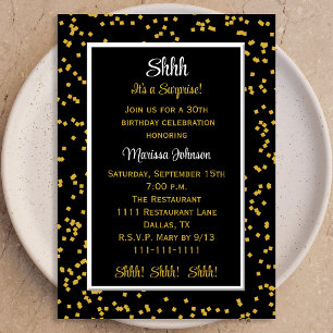 30th Shhh it's a Surprise Birthday Confetti Invitation