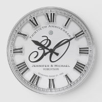 30th Silver Wedding Anniversary Large Clock