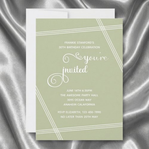 30th Simple Modern Elegant Birthday Party Invites