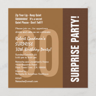30th Surprise Birthday Modern For Him Recycled Invitation