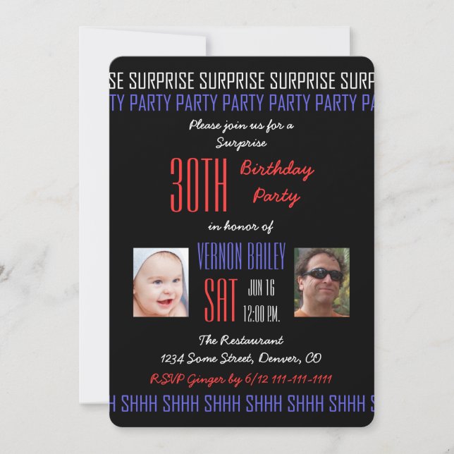 30th Surprise Birthday Party for Men Your Photos Invitation (Front)