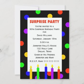 30th Surprise Birthday Party Invitation Dots by henishouseofpaper at Zazzle