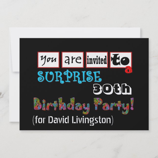 30th SURPRISE Birthday Party Invitation Template (Front)