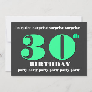 30th SURPRISE Birthday Party Invite - Lime & Gray
