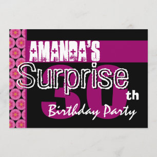 30th Surprise Birthday Party Pink Pattern Template
