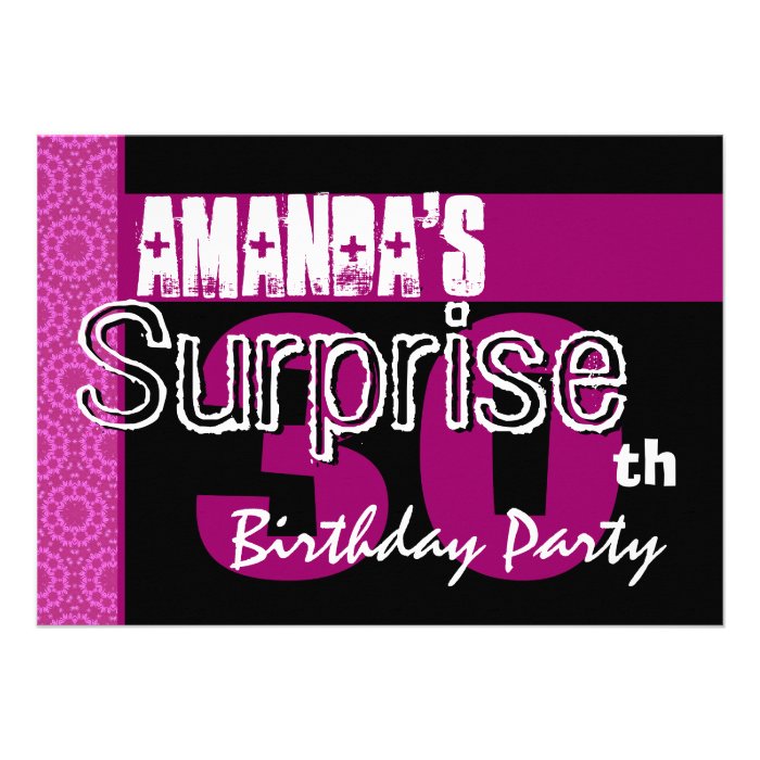 30th Surprise Birthday Party Pink Pattern Template Custom Invite