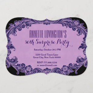30th Surprise Birthday Party Purple Vintage V06G1 Invitation