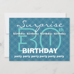 30th SURPRISE Birthday Powder Blue Circles W485 Invitation