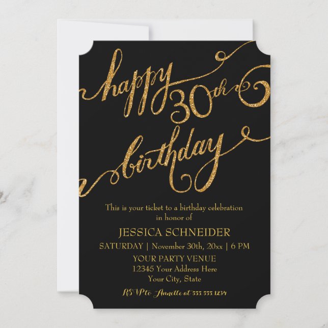 30th, Thirtieth Birthday Party Ticket Celebration Invitation (Front)