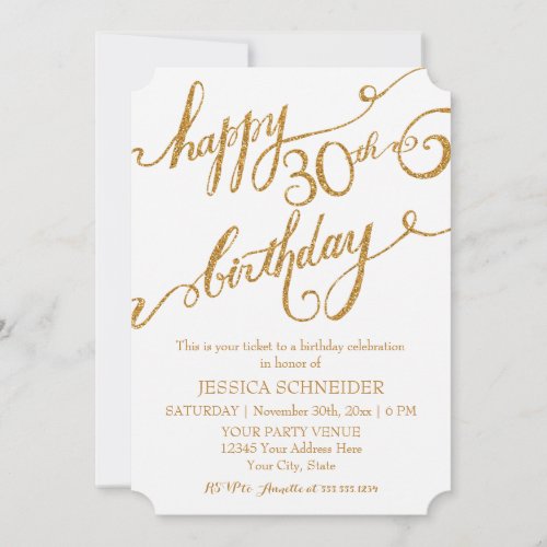 30th Thirtieth Birthday Party Ticket Celebration Invitation