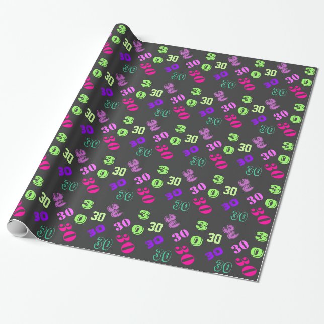 30th thirtieth birthday personalize age wrapping paper (Unrolled)
