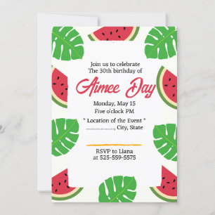 30th Tropical Hawaiian Beach Party Birthday Invitation