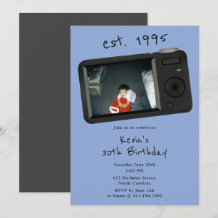 30th Vintage Birthday Photo 90's 1990's Boy Invitation