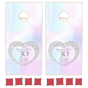 30th Wedding Anniversary Beautiful Pearl Heart Cornhole Set