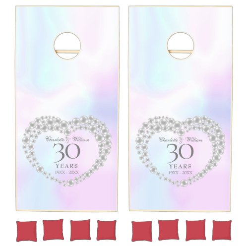 30th Wedding Anniversary Beautiful Pearl Heart Cornhole Set