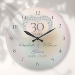 30th Wedding Anniversary Beautiful Pearl Heart Large Clock<br><div class="desc">Featuring a beautiful pearl heart,  this chic 30th wedding anniversary clock can be personalized with your special pearl anniversary information on a pearl background. Designed by Thisisnotme©</div>