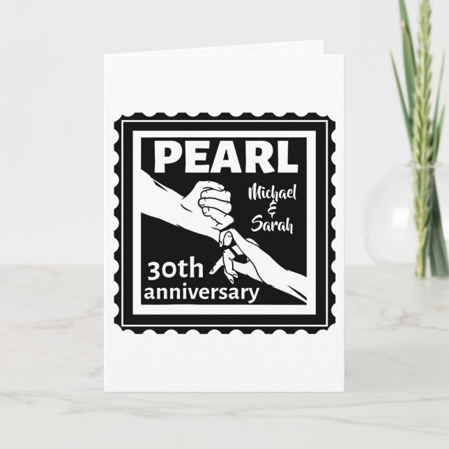 30th wedding anniversary black and white romantic card (Front)