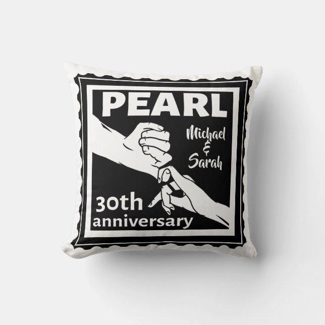 30th wedding anniversary black and white romantic throw pillow (Front)