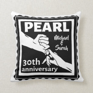 30th wedding anniversary black and white romantic throw pillow