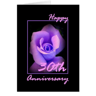 30th Wedding Anniversary Card with Purple Rosebud