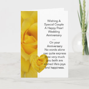 30th Wedding Anniversary Card Yellow Rose