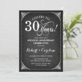 30th Wedding Anniversary - Chalkboard White Invitation (Standing Front)