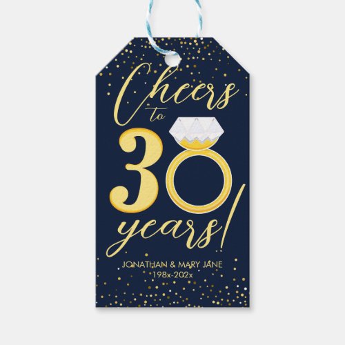 30th Wedding Anniversary Cheers Gift Tags