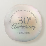 30th Wedding Anniversary Chic Beautiful Pearl  Round Pillow<br><div class="desc">Featuring a beautiful pearl,  this chic 30th wedding anniversary pillow can be personalised with your special pearl anniversary information on a pearl background. Designed by Thisisnotme©</div>