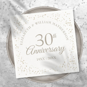30th Wedding Anniversary Chic Pearl Confetti Napkins