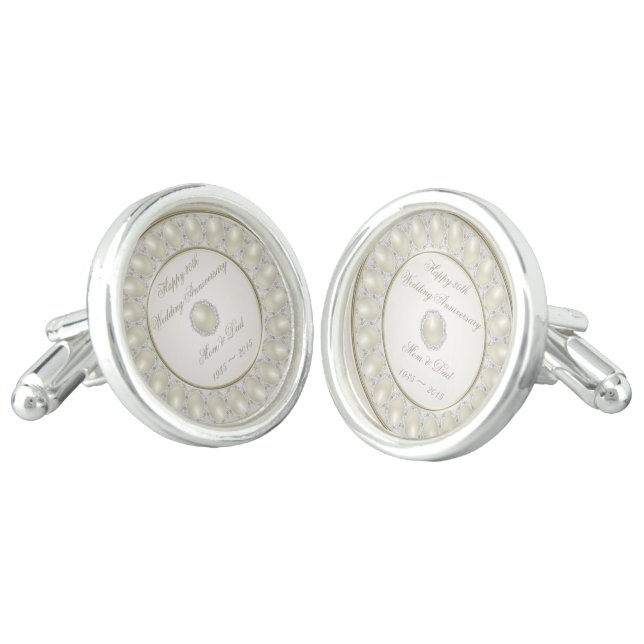 30th Wedding Anniversary  Cufflinks (Angled)