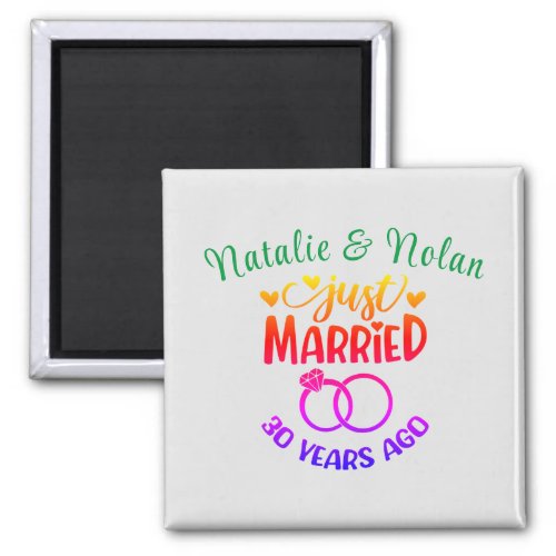 30th Wedding Anniversary Custom Names  Magnet