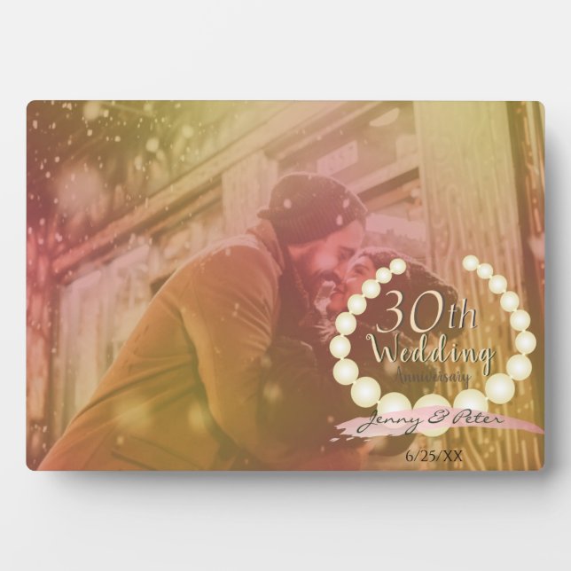 30th Wedding Anniversary Custom Photo Horizontal Plaque (Front)