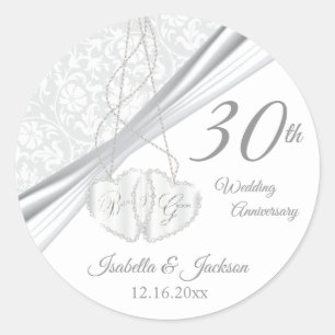30th Wedding Anniversary Design Classic Round Sticker