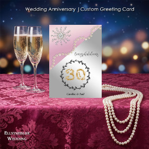 30th Wedding Anniversary Elegant Pearl & Diamond Card