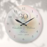 30th Wedding Anniversary Elegant Pearl  Large Clock<br><div class="desc">Featuring a beautiful pearl,  this chic 30th wedding anniversary clock can be personalized with your special pearl anniversary information on a pearl background. Designed by Thisisnotme©</div>
