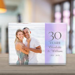 30th Wedding Anniversary Elegant Pearl Photo Block<br><div class="desc">This chic 30th wedding anniversary keepsake can be personalised with the photo,  names and anniversary dates of the special couple. Designed by Thisisnotme©</div>