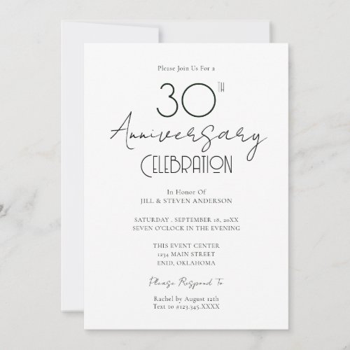 30th Wedding Anniversary Elegant Script