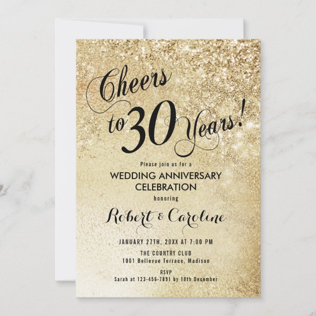 30th Wedding Anniversary Gold Invitation (Front)