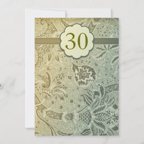 30th wedding anniversary green floral invitations